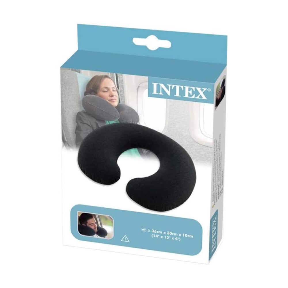Надувний підголовник-подушка Intex чорна, 36*30*10 см (68675)
